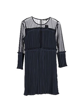 Maje  Maje Ritzy Pleated Mini Dress in Navy Blue Polyester (view 1)