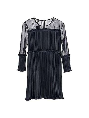 Maje  Maje Ritzy Pleated Mini Dress in Navy Blue Polyester (view 2)