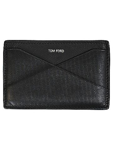 Tom Ford  Tom Ford Logo Card Holder in Black Leather (view 1)