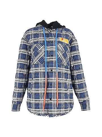 OFF-WHITE Off-White Overshirt Flannel Jacket in Blue Cotton (view 1)