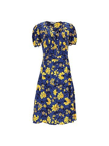 Altuzarra Altuzarra Madelena Printed Buttoned Midi Dress in Multicolor Silk (view 1)