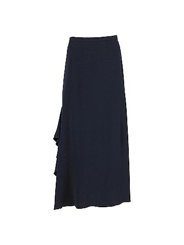 Max Mara Max Mara Ruffled Maxi Skirt in Navy Blue Wool (view 1)