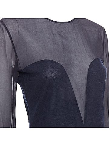 Emilio Pucci Emilio Pucci virgin wool silk trim contour sheer billow blouse (view 2)