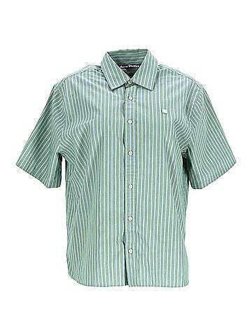 Acne  Acne Studios Sarlie Stripe Shirt in Green Cotton (view 1)