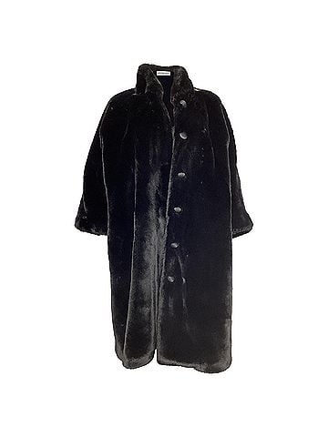 Balenciaga Balenciaga Faux Fur Coat in Black Polyester (view 1)