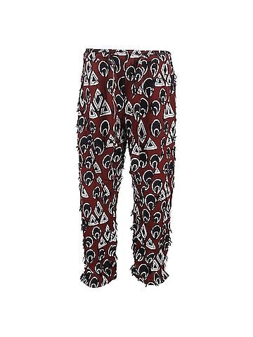 Chloé  Chloé Printed Drawstring Cropped Trousers in Burgundy Viscose (view 1)