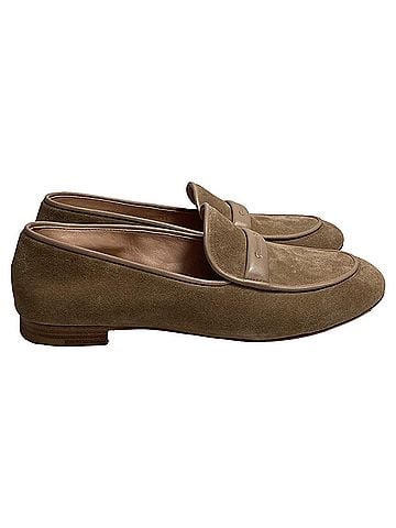 Gianvito Rossi  Gianvito Rossi Maxime Logo Loafers in Brown Suede (view 1)