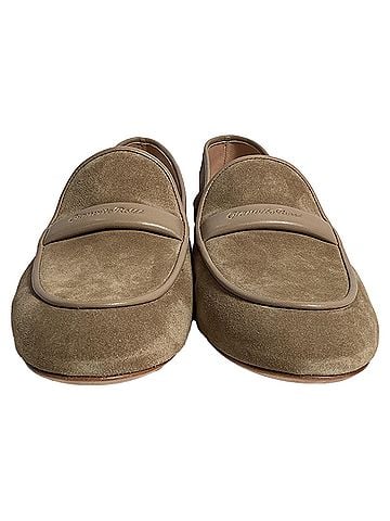 Gianvito Rossi  Gianvito Rossi Maxime Logo Loafers in Brown Suede (view 2)