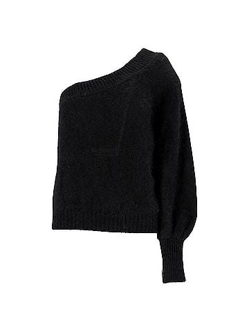 Alberta Ferretti Alberta Ferretti One Shoulder Sweater in Black Wool (view 1)