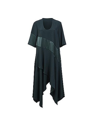 Kenzo Kenzo Asymmetric Hem Midi Dress in Green Polyester (view 1)