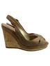 Stuart Weitzman 100% Suede Brown  Stuart Weitzman Peep-Toe Slingback Wedge Pumps in Brown Suede Size EU 38 1/2 - photo 1