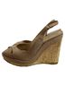 Stuart Weitzman 100% Suede Brown  Stuart Weitzman Peep-Toe Slingback Wedge Pumps in Brown Suede Size EU 38 1/2 - photo 5