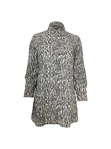AKRIS Akris Asagao Print Tunic Blouse in Black and White Cotton Voile  (view 1)