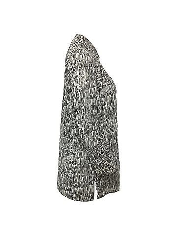 AKRIS Akris Asagao Print Tunic Blouse in Black and White Cotton Voile  (view 2)