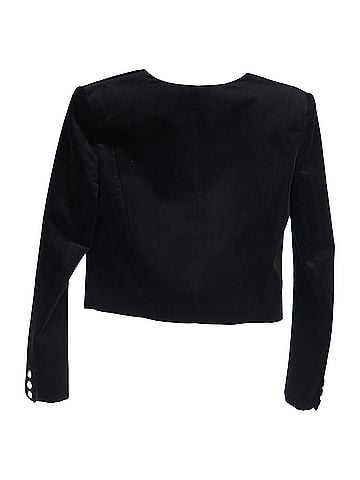 Balmain Balmain Embellished Cropped Blazer in Black Velvet (view 2)