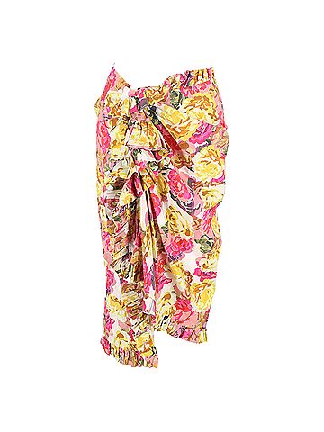 Dries Van Noten  Dries Van Noten Sina Floral Printed Midi Ruffled Skirt in Multicolor Cotton (view 1)