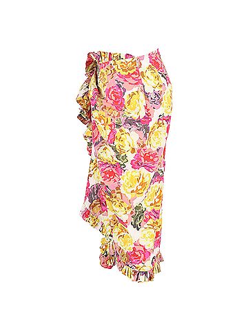 Dries Van Noten  Dries Van Noten Sina Floral Printed Midi Ruffled Skirt in Multicolor Cotton (view 2)
