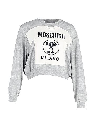 Moschino Moschino T-Shirt Print Crewneck Sweater in Grey Cotton (view 1)