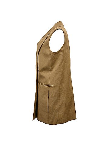 Joseph  Joseph Double-Breasted Sleeveless Vest in Brown Linen (view 2)