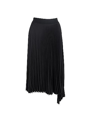 Joseph  Joseph Pleated Midi Asymmetric Skirt in Black Polyester  (view 1)