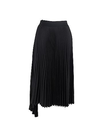 Joseph  Joseph Pleated Midi Asymmetric Skirt in Black Polyester  (view 2)