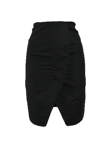 Saint Laurent  Saint Laurent Wrap Accent Mini Pencil Skirt in Black Wool (view 1)