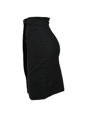 Saint Laurent  Saint Laurent Wrap Accent Mini Pencil Skirt in Black Wool (view 2)