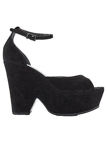 Céline Celine Phoebe Philo suede cut out platform wedge ankle cuff heels (view 1)