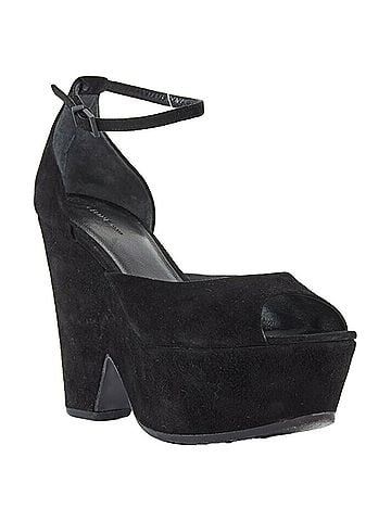 Céline Celine Phoebe Philo suede cut out platform wedge ankle cuff heels (view 2)
