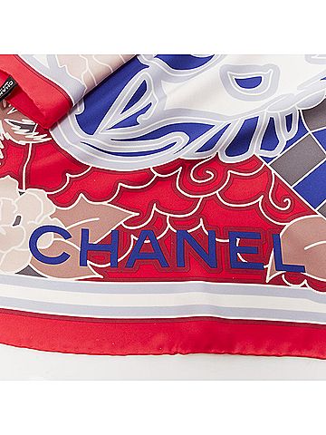 Chanel Chanel Silk Lion Statue Palm Trees Big Square Scarf (view 2)