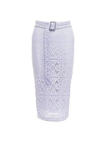 Burberry Burberry Cotton Blend Lace Belted Pencil Skirt (view 1)