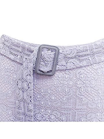 Burberry Burberry Cotton Blend Lace Belted Pencil Skirt (view 2)