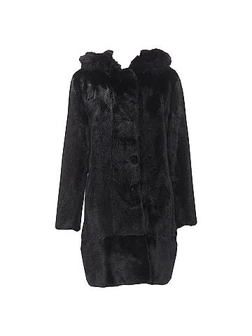 Isla Isla fur long sleeve snap button hooded jacket (view 1)