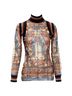 Jean Paul Gaultier 100% Nylon Multi Color Jean Paul Gaultier gothic logo colorful Cathedral mesh ribbed top Size 6 - photo 1