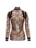 Jean Paul Gaultier 100% Nylon Multi Color Jean Paul Gaultier gothic logo colorful Cathedral mesh ribbed top Size 6 - photo 5