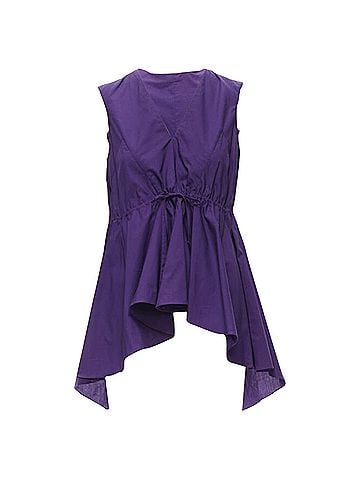 MARNI Marni cotton V-neck drawstring peplum high low top (view 1)