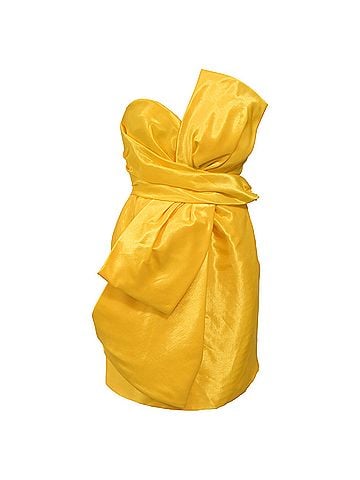 Moschino  Moschino Couture Mini Bow Detail Dress in Yellow Satin (view 1)