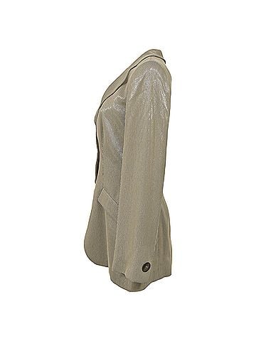 Giorgio Armani  Giorgio Armani Sheered Stripe Single-Breasted Blazer in Beige Polyester (view 2)