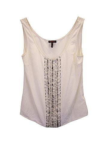Escada Escada Sequin Sleeveless Top in White Silk (view 1)