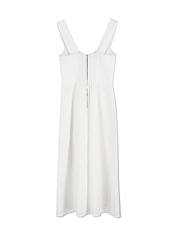 Reformation Reformation Seaside Midi Dress in White Linen (view 2)