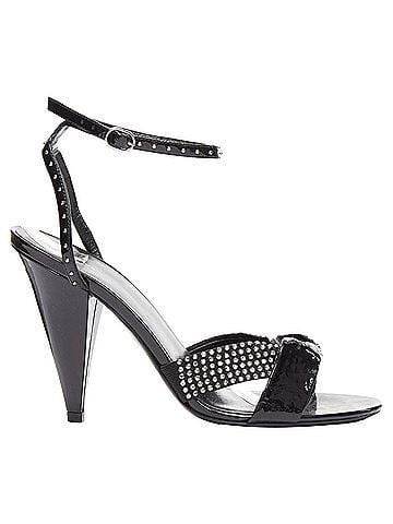 Céline Celine Hedi Slimane patent leather silver crystals sandal heels (view 1)