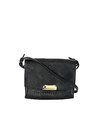 Burberry Burberry Signature Grain Leather Check Embossed Langley Black Crossbody (view 1)
