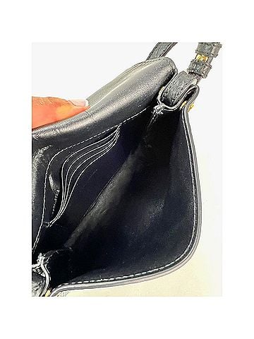 Burberry Burberry Signature Grain Leather Check Embossed Langley Black Crossbody (view 2)