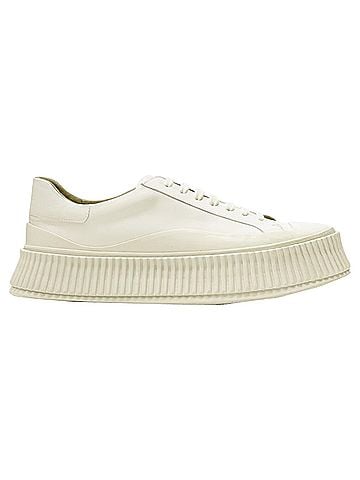 Jil Sander Jil Sander light beige leather chunky rubber platform sole sneaker (view 1)