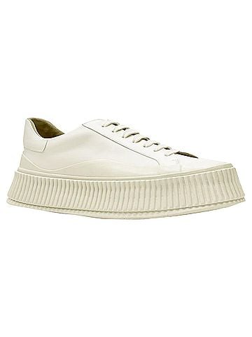 Jil Sander Jil Sander light beige leather chunky rubber platform sole sneaker (view 2)