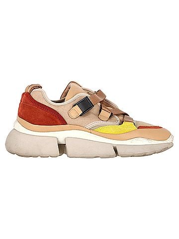 Chloé  Chloé Sonnie Low-Top Sneakers in Multicolor Leather and Mesh (view 1)
