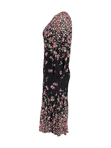 Michael Kors Michael Kors Ombre Floral Drop-Waist Dress in Black and Pink Silk (view 2)
