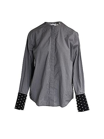 J.W. Anderson J.W. Anderson Micro-check Studded Cuff Button-Up Shirt in Black and White Cotton (view 1)