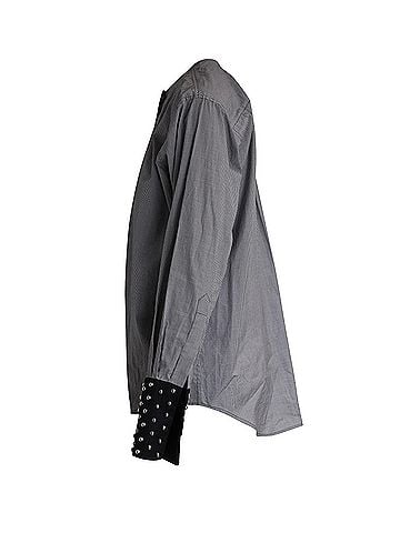 J.W. Anderson J.W. Anderson Micro-check Studded Cuff Button-Up Shirt in Black and White Cotton (view 2)