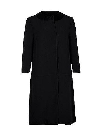 Prada Prada Silk Collar Coat in Navy Blue Viscose (view 1)